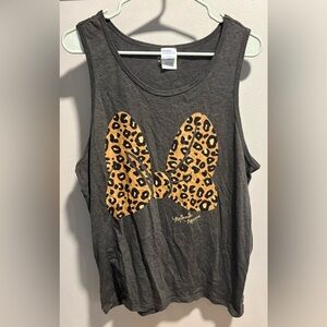 Disney Gray Tank Top with Minnie Mouse Leopard Bow
